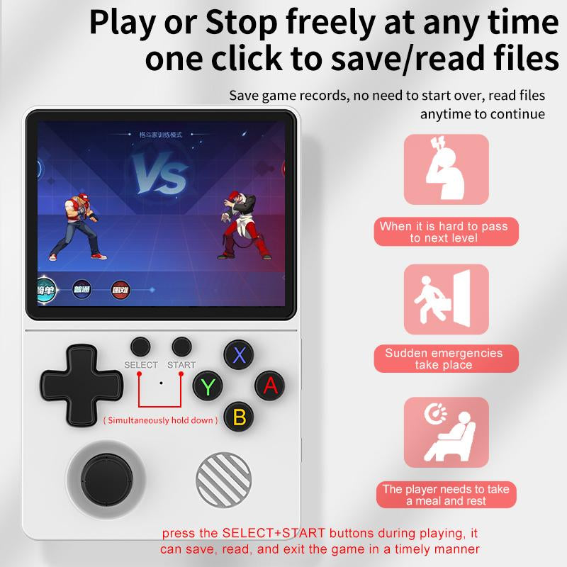 The 2025 Brand-New GB350 Handheld Retro Game Console Features a 3.5-Inch IPS Full-View High-Definition Screen and a Super Tempered Glass Screen with Full Bonding Technology (2.5D) Controller Handheld Gaming Charging Chargeable Cable Wireless White
