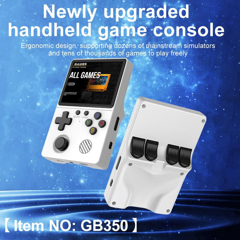 The 2025 Brand-New GB350 Handheld Retro Game Console Features a 3.5-Inch IPS Full-View High-Definition Screen and a Super Tempered Glass Screen with Full Bonding Technology (2.5D) Controller Handheld Gaming Charging Chargeable Cable Wireless White