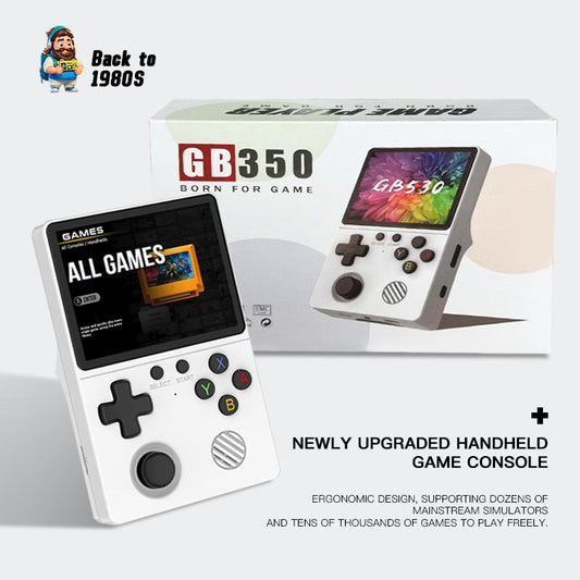 The 2025 Brand-New GB350 Handheld Retro Game Console Features a 3.5-Inch IPS Full-View High-Definition Screen and a Super Tempered Glass Screen with Full Bonding Technology (2.5D) Controller Handheld Gaming Charging Chargeable Cable Wireless White